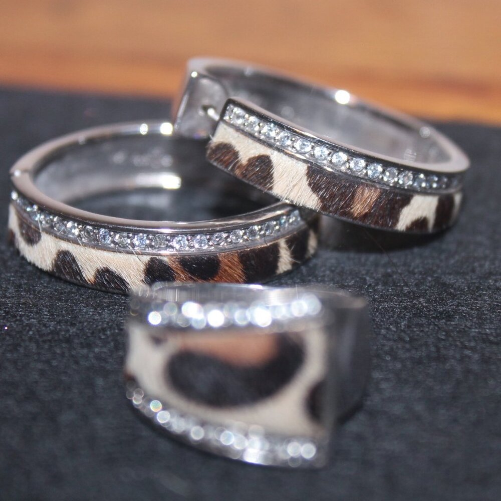 $1990 MCL By Matthew Campbell Laurenza 925 Havana Leopard Earrings & Ring RARE